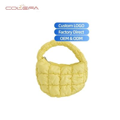 Korean Pleated Cloud Bag Checkered Down-Filled Cotton Handbag 2026 New Arrival Casual Fashion Mini Tote Bag Wholesale