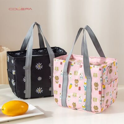 Floral Square-Shaped Lunch Bag Large Capacity Insulated Bag Oxford Lunch Bags Bento Bag Insulated Direct Manufacturer Made