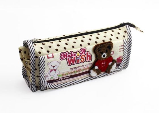 Fashion design cotton canvas pencil bag with zipper pen box for school students