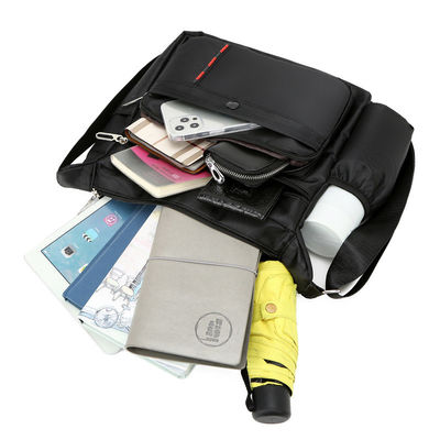 Black OEM ODM Messenger Crossbody Bag With Bottle Holder Pocket