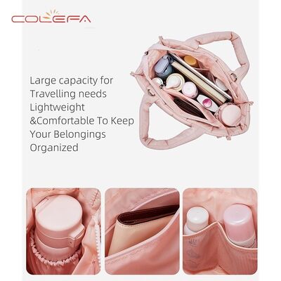 Quilted Cotton Crossbody Bag Lightweight Puffy Tote with Large Capacity Adjustable Shoulder Strap for Shoulder Carry