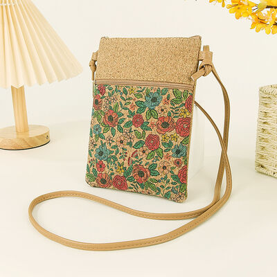 Trendy Bohemian Cork Phone Pouch Women's Crossbody Bag with Adjustable Strap - Travel Souvenir Customization Available