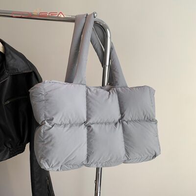 New Custom Color Nylon Cotton-Filled Women's Bag Minimalist Quilted Tote Bag Soft Checkered Shoulder Bag Underarm Tote Bags