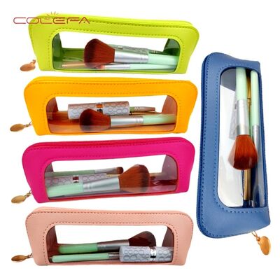 Compact and Portable PU Leather +PVC Makeup Bag Eyebrow Pencil & Makeup Brush Organizer Waterproof Travel Bag Pencil Pouch