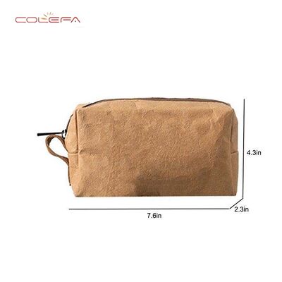 Customized Washable Kraft Paper Bag with Zipper Digital Print Toiletry Bag Paper Full-Printed Makeup Cosmetic Pouch with LOGO