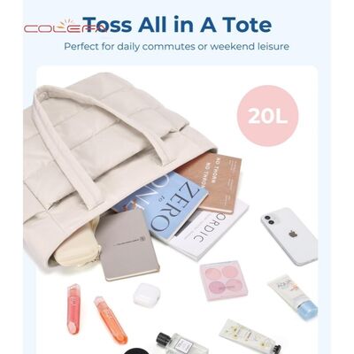 Polyester Cotton-Filled Tote Bags Custom Women's Shoulder Large Capacity Tote Bag Travel Laptop Bag Premium Quality with LOGO