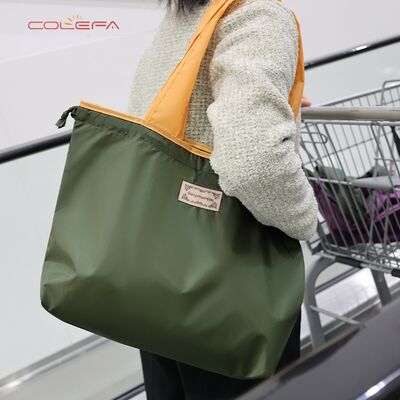 Foldable Supermarket Shopping Bags Oxford Made Eco-Friendly Portable Large Capacity with Drawstring Tote Waterproof Grocery Bag