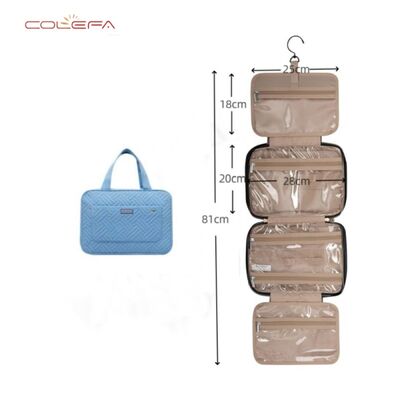 Polyester Toiletry Bags Travel Pouch with Hanging Hook Waterproof Cosmetic Bag Business Trip Organizer Full-Size Hook Handbag