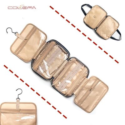 Polyester Toiletry Bags Travel Pouch with Hanging Hook Waterproof Cosmetic Bag Business Trip Organizer Full-Size Hook Handbag