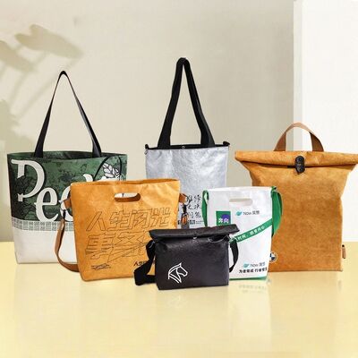 Carrying Washable Paper Backpack Simple Design Brown Kraft Paper Backpack