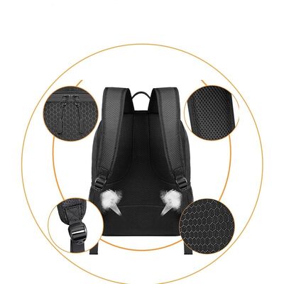 Oxford Black High-Capacity Water-Resistant Sports Backpack Football Training Bag with Dedicated Shoe Compartment Backpack