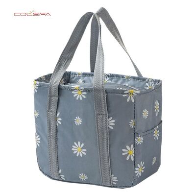 Floral Square-Shaped Lunch Bag Large Capacity Insulated Bag Oxford Lunch Bags Bento Bag Insulated Direct Manufacturer Made