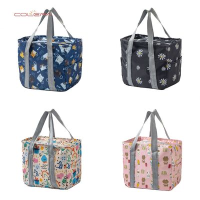Floral Square-Shaped Lunch Bag Large Capacity Insulated Bag Oxford Lunch Bags Bento Bag Insulated Direct Manufacturer Made