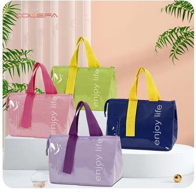 Dopamine-Colored Lunch Bag Large Capacity for Office Workers Oxford+PVC Insulated Bag Thickened Waterproof Outdoor Picnic Bag