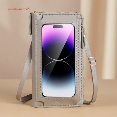 New Touchscreen Phone Case Women's PU Anti-Theft Multi-Functional Crossbody Shoulder Bag Versatile Transparent Mini Phone Pouch