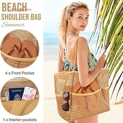 Hot-selling Unisex Swim & Beach Bag Portable Shoulder Storage Crossbody Bag Versatile Polyester Mesh Crochet Bag Carryall Items