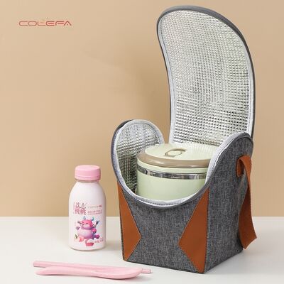 Lunch Bag with Curved Wide Opening Insulated Carrier for Commuting Oxford Thickened Insulated Bag Students' Lunch Box Wholesale