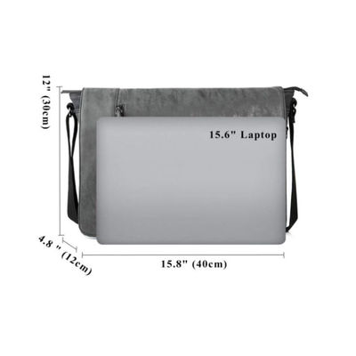 Washable Vintage PU Leather Crossbody Messenger Bag 17 Inch Shoulder Macbook Laptop Bag