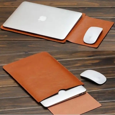 Office PU Laptop Sleeve Leather Bag Embossing Logo 15 / 16 Inch For Macbook Pro Macbook A
