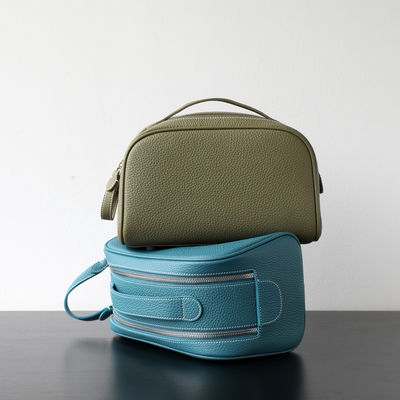 2025 New Lychee-Textured Vintage Colors PU Leather Cosmetic Bag Women's Portable Travel Toiletry Bag High-End Organizer