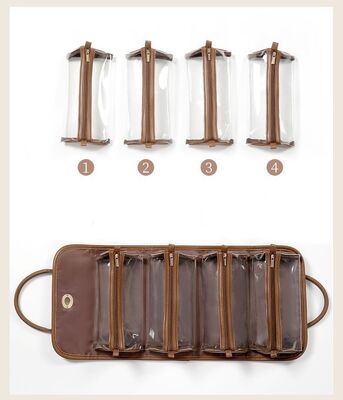 Foldable Niche Portable Retro Luxury Detachable Minimalist Makeup Organizer Bag Waterproof PU Leather Cosmetic Bag 2026New Style