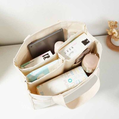 Minimalist Canvas Tote Bag Large Capacity Multi-Compartment Lunch Bags Solid Color Versatile Crossbody Bag Korean Style