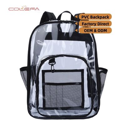 Colefa Manufacturer Direct Transparent PVC Made Backpacks LightWeight Transparent Color Waterproof Large-Capacity Student Backpacks with Customizable Logos