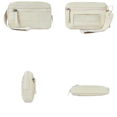 2026 New Customizable Best-Selling Polyester Mini Pleated Checkered Handbag with Transparent PVC Window Coin Purse Clutch