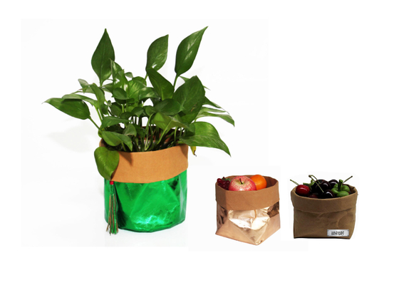 Custom Reusable Recycling Paper Bag Seedling Pots 0.55mm Washable Paper Bag For Plants