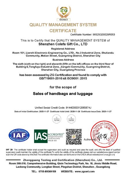 La Cina Shenzhen Colefa Gift Co., Ltd. Certificazioni